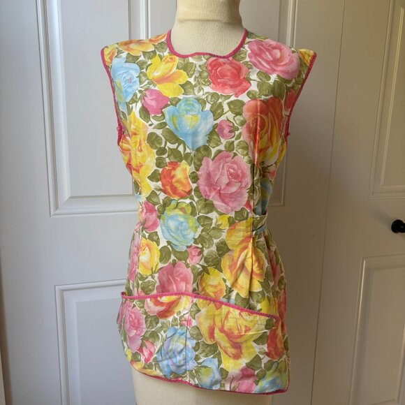 Vintage 70s handmade floral cobblers smock full apron - Picture 11 of 13